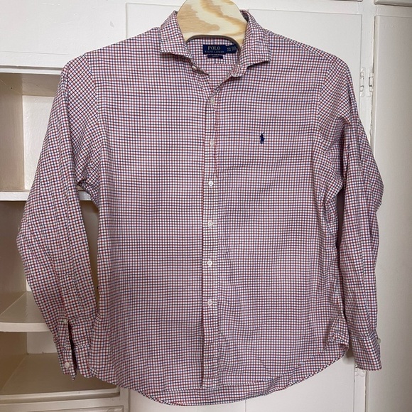 Polo Ralph Lauren XXL Long Sleeve Cotton Button-Down Orange Green Check Casual - Picture 1 of 13